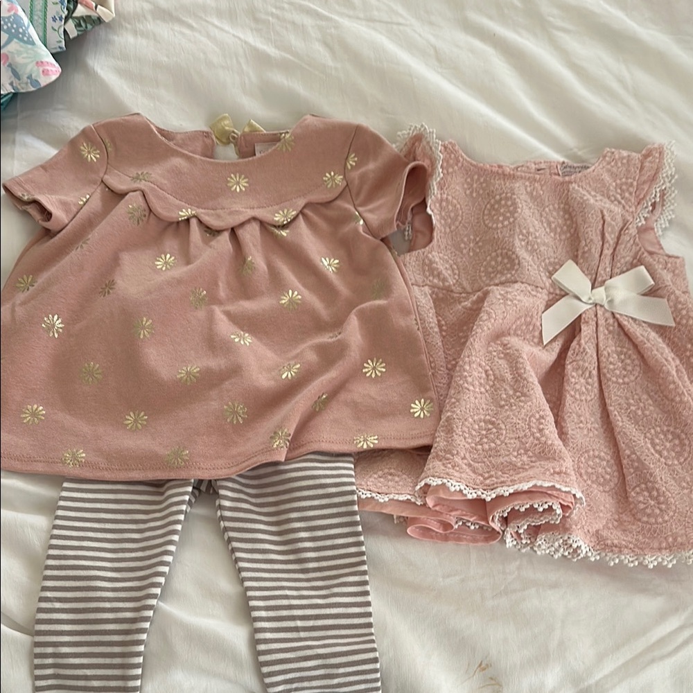 Catherine Malandrino Pink and Gold Kids Matching Set and dress